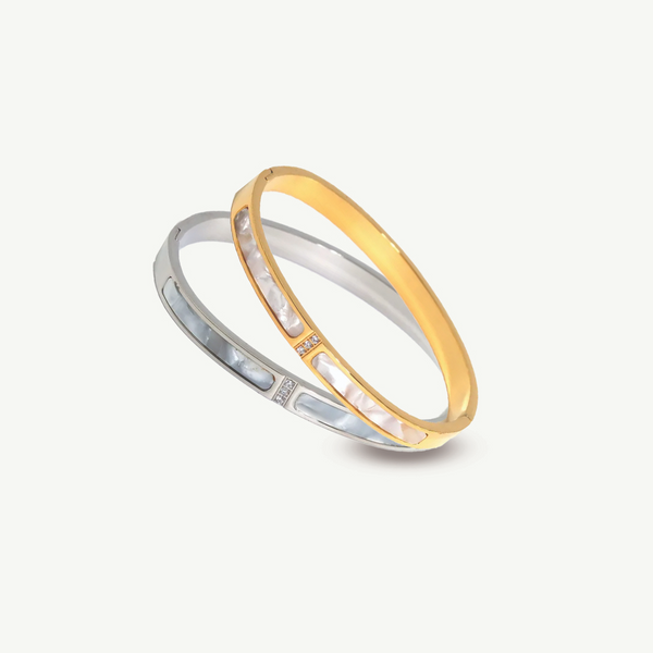 Elegant Pearl Shell Gold Plated Bangle