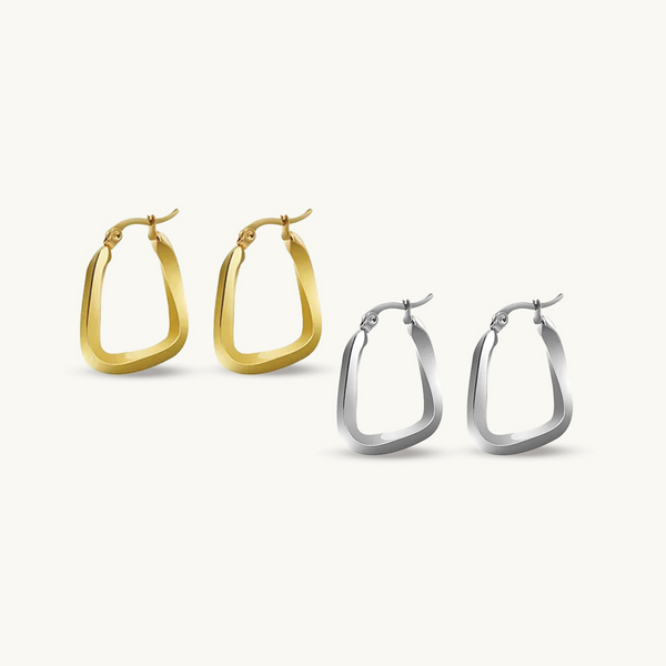 Contemporary U-Shape Gold Plated Loop Earrings