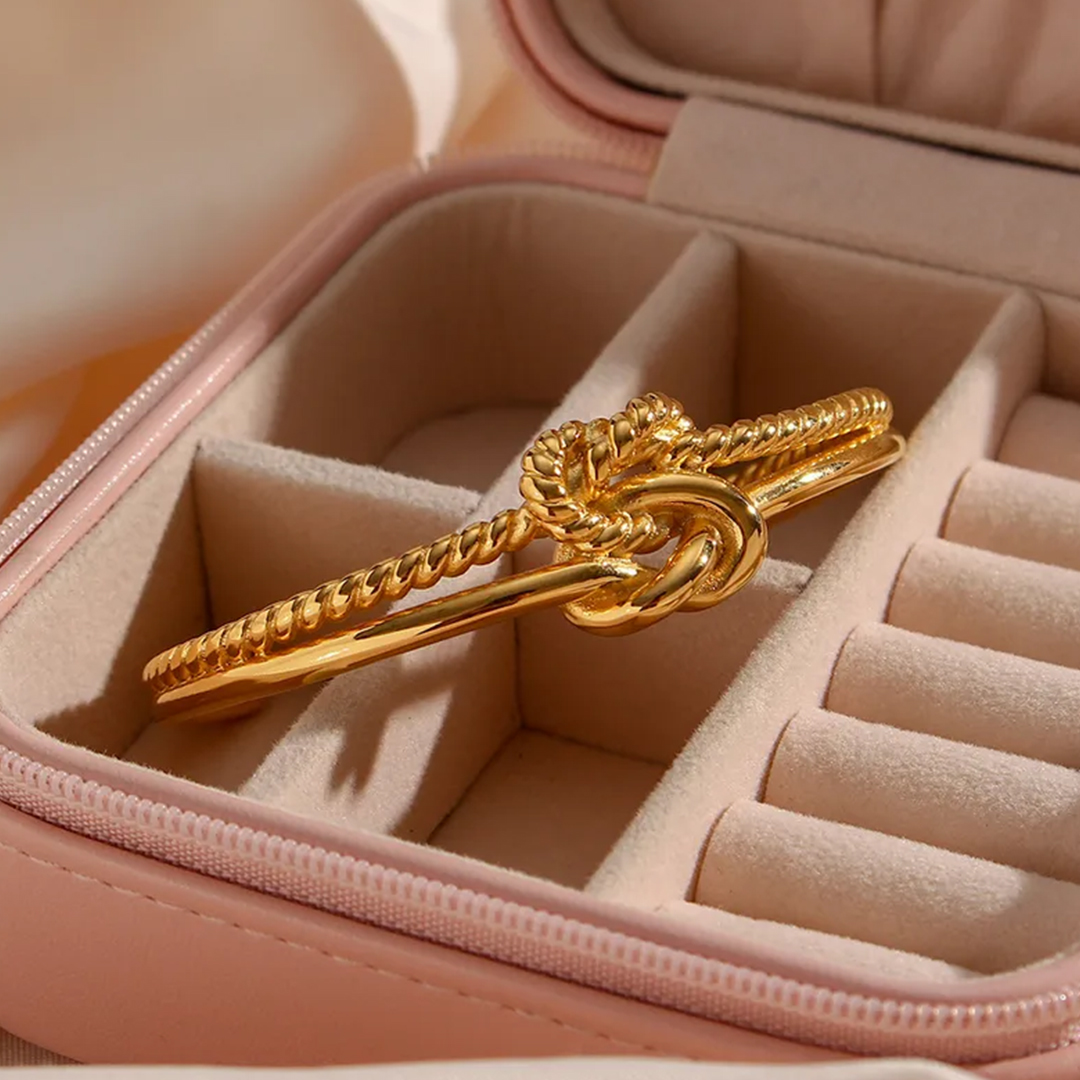 Anti-Tarnish Knot Open Gold Plated Bangle