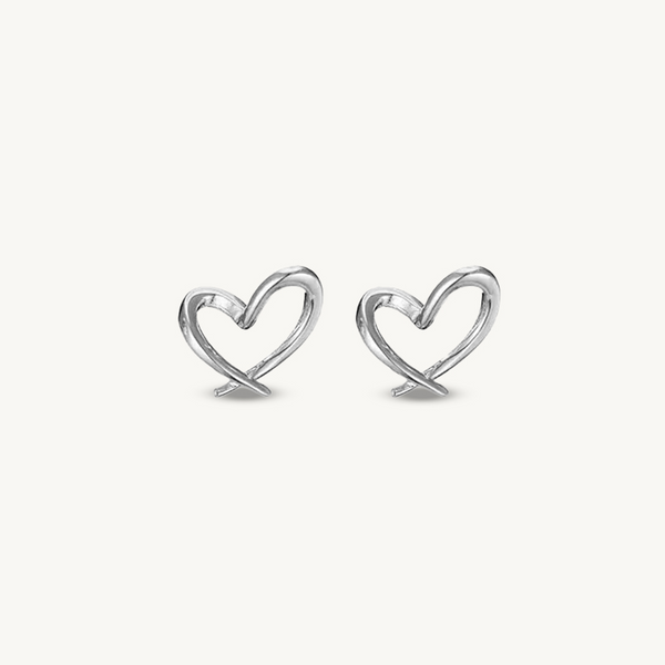 Minimalist Hollow Heart Gold Plated Studs