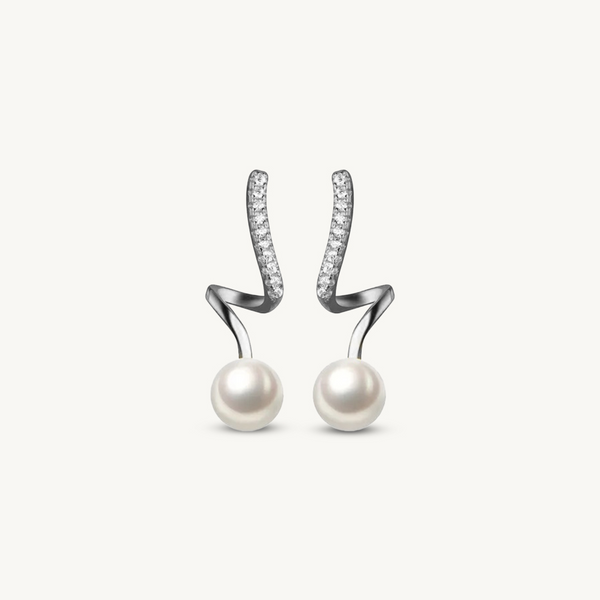 Dainty Spiral Pearl Gold Plated Earring Studs