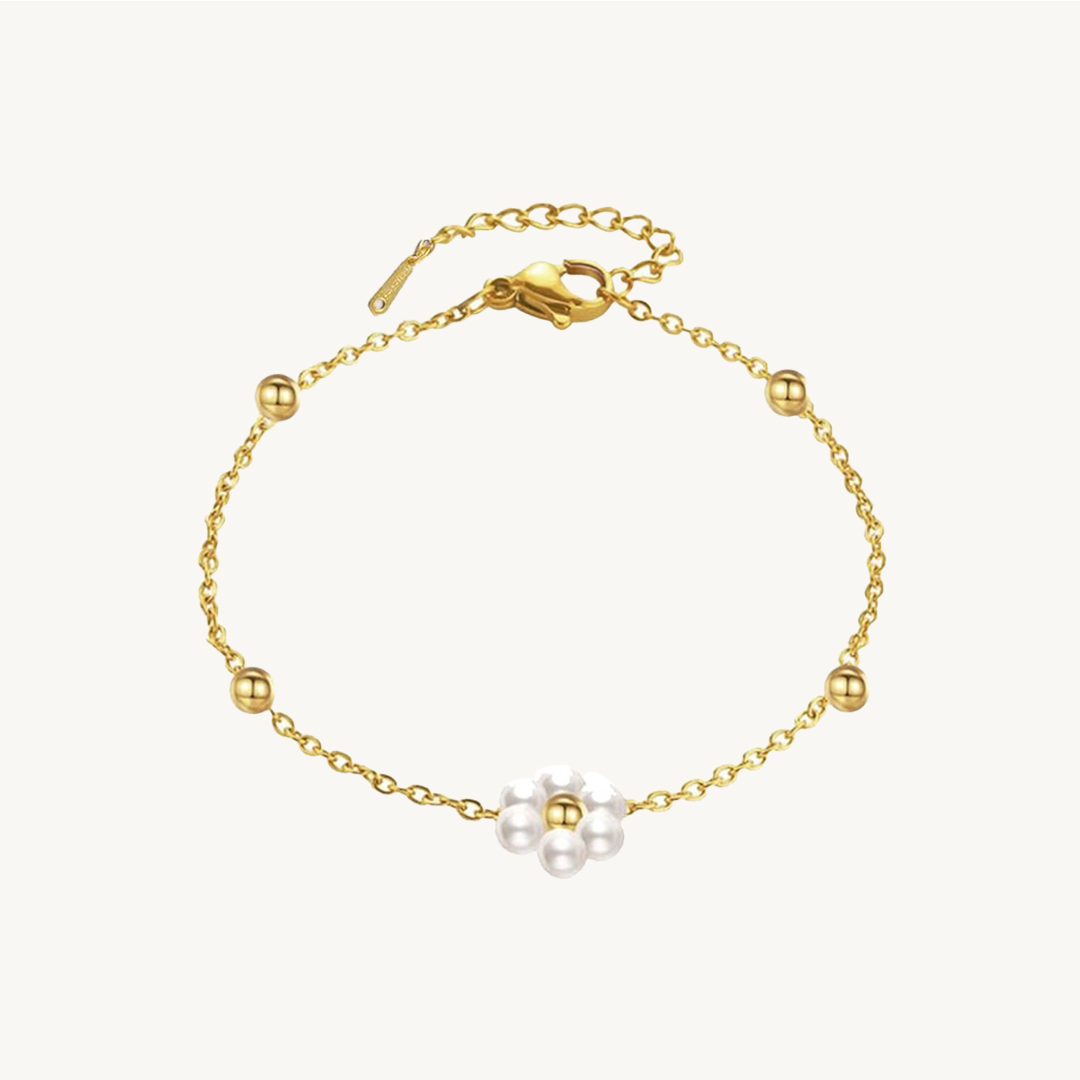 White Flower Pearl Bracelet