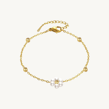 White Flower Pearl Bracelet