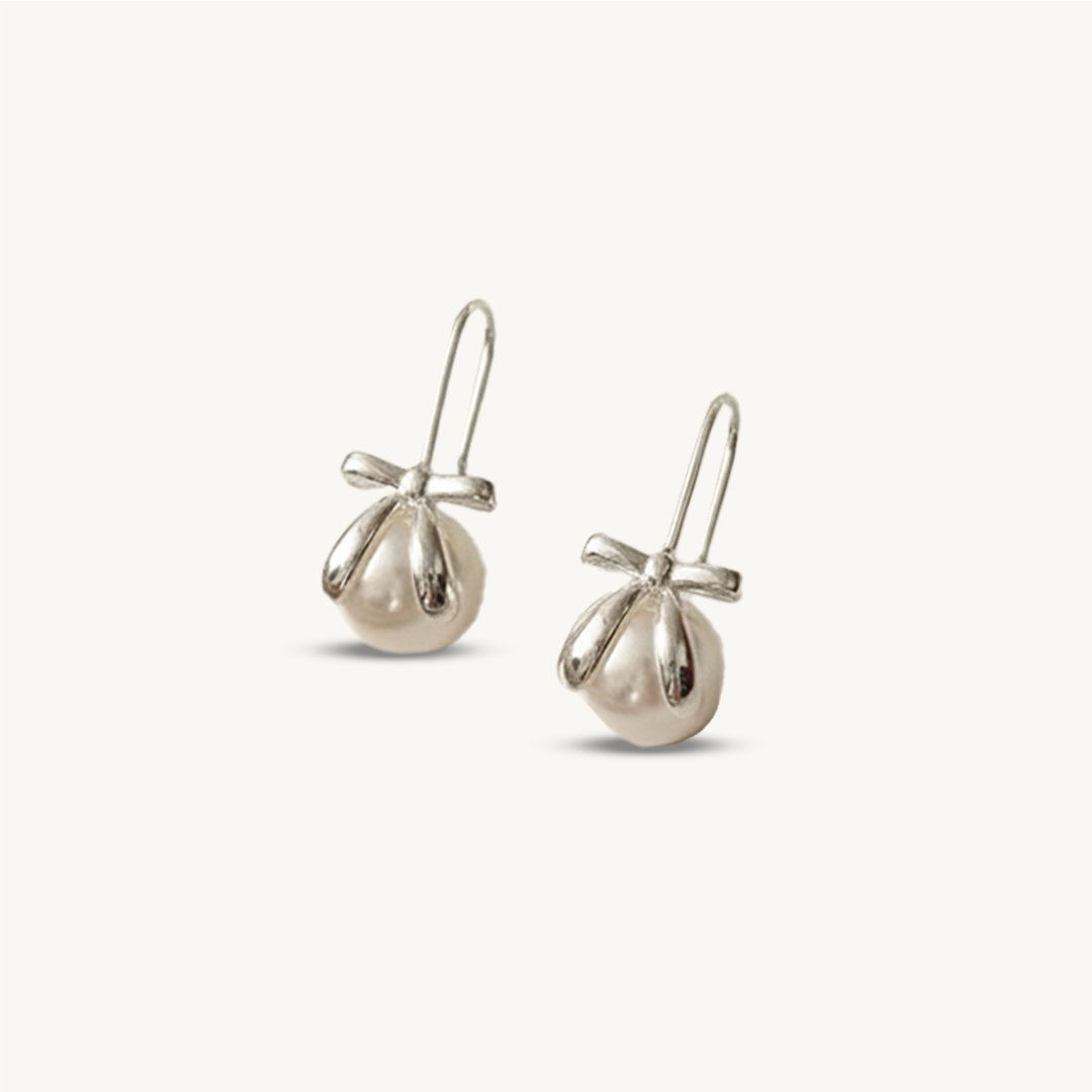Pearl Bow Hook Earring
