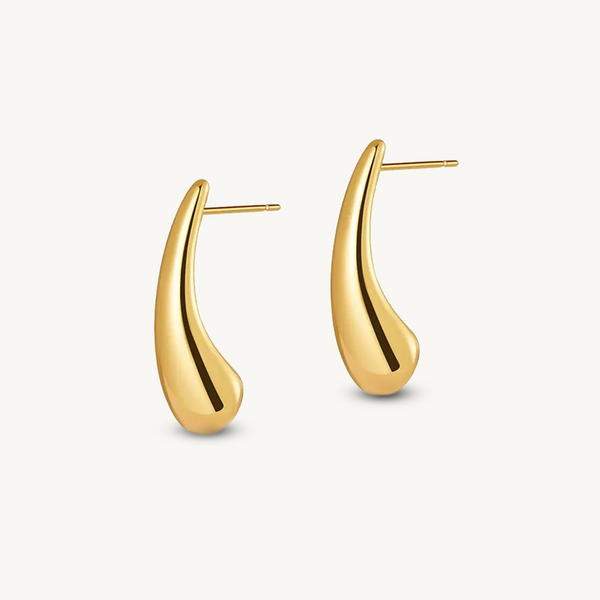 Anti-Tarnish Elongated Water Drop Earrings