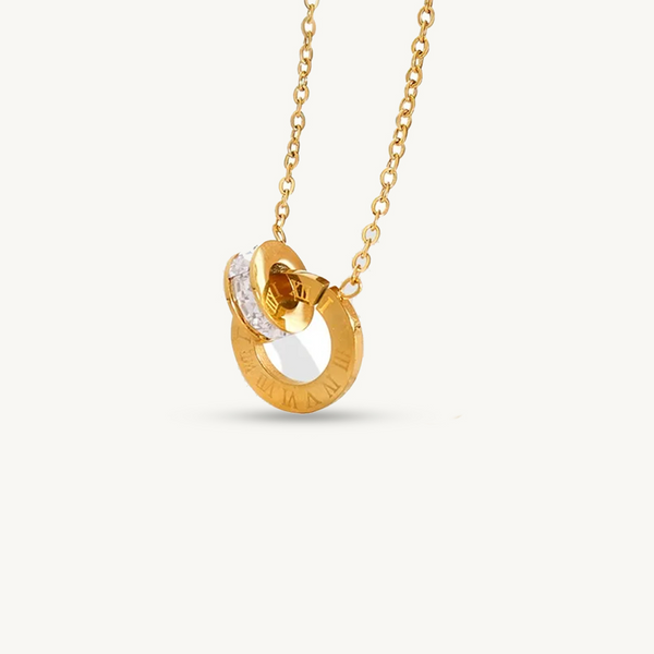Elegant Double Ring Gold Plated Necklace