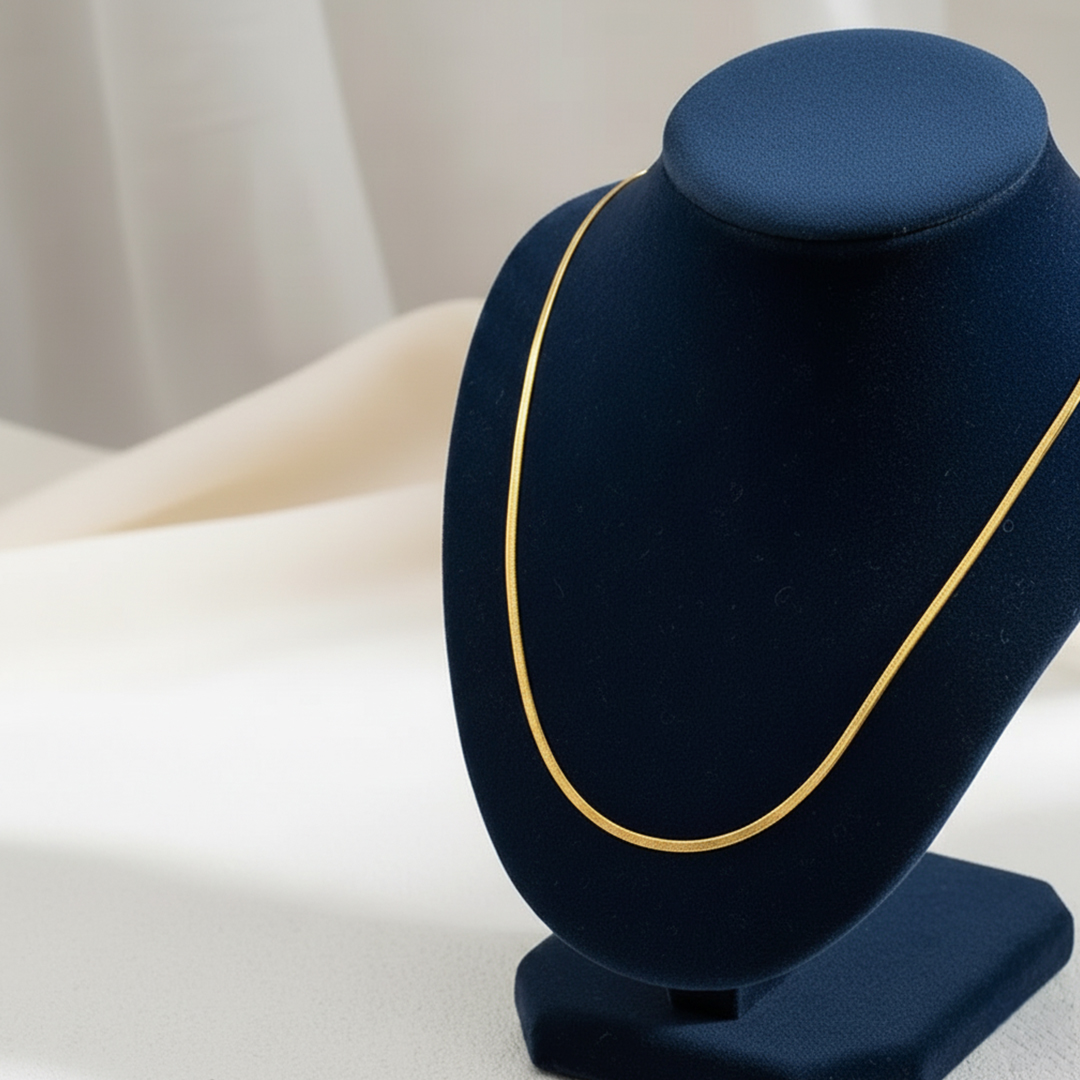 Waterproof Minimalist Plain Flat Gold Plated Chain