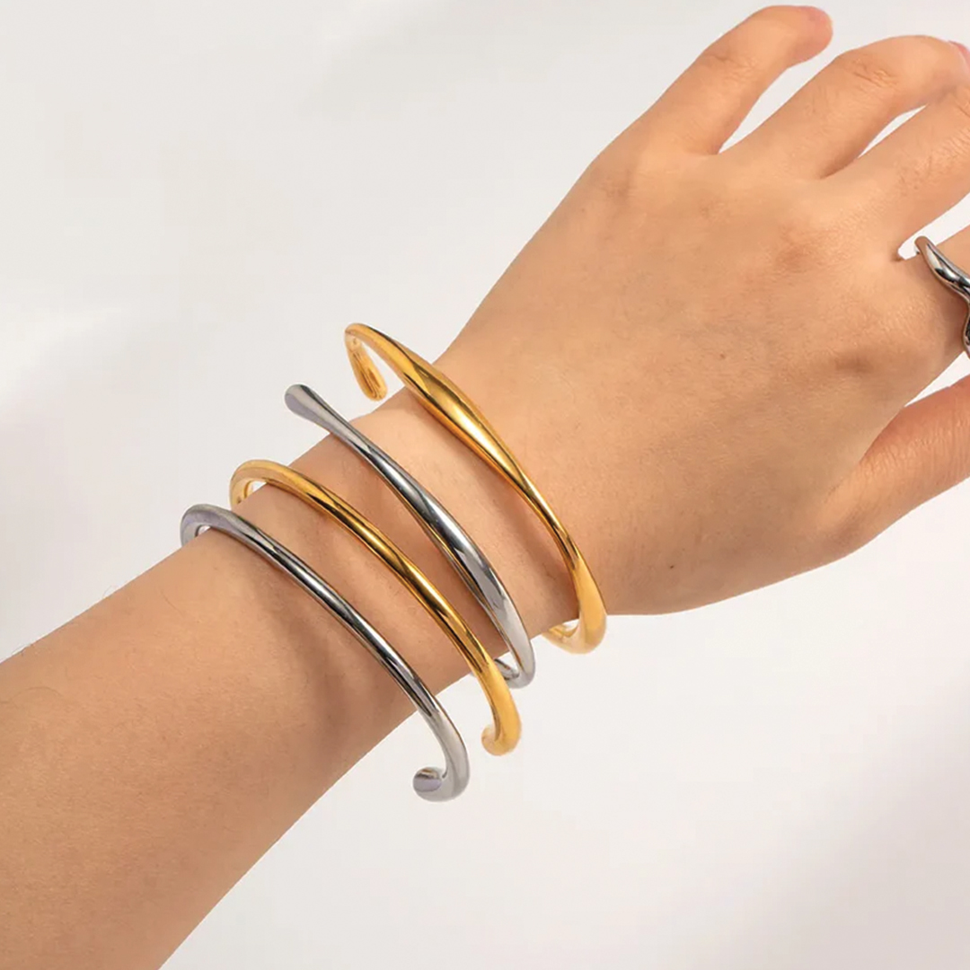 Minimalist Simple Open Gold Plated Bangle