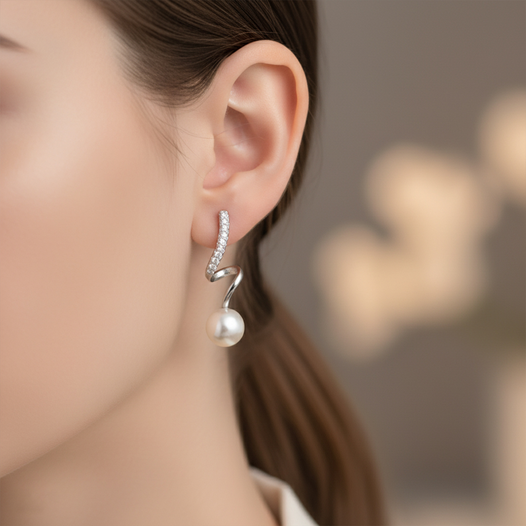 Spiral Pearl Studs
