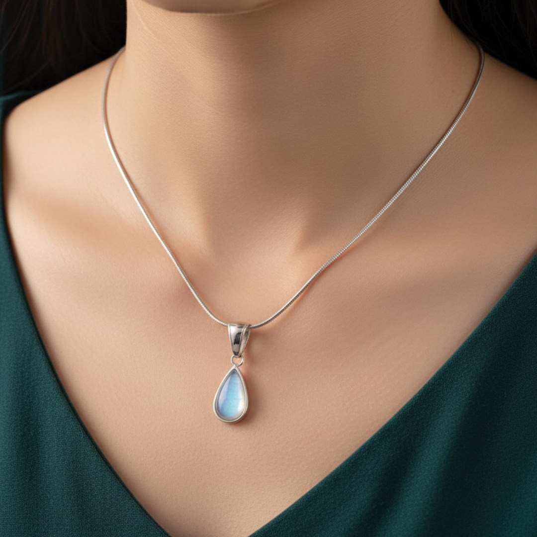 Blue Waterdrop Pendant Necklace