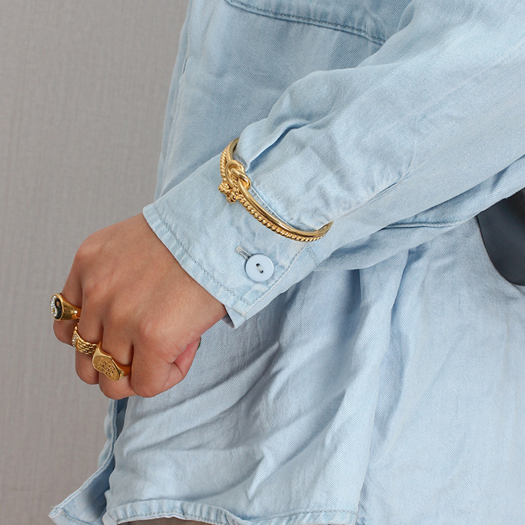Anti-Tarnish Knot Open Gold Plated Bangle