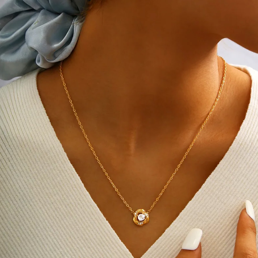 Flower Swirl Pendant Necklace