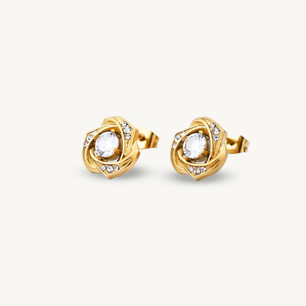 Anti-Tarnish Flower Swirl Gold Plated Studs