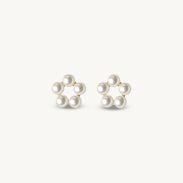 Dainty Floral Pearl Gold Plated Earring Studs