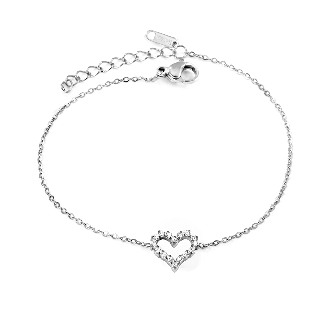 Waterproof Bejeweled Heart Gold Bracelet