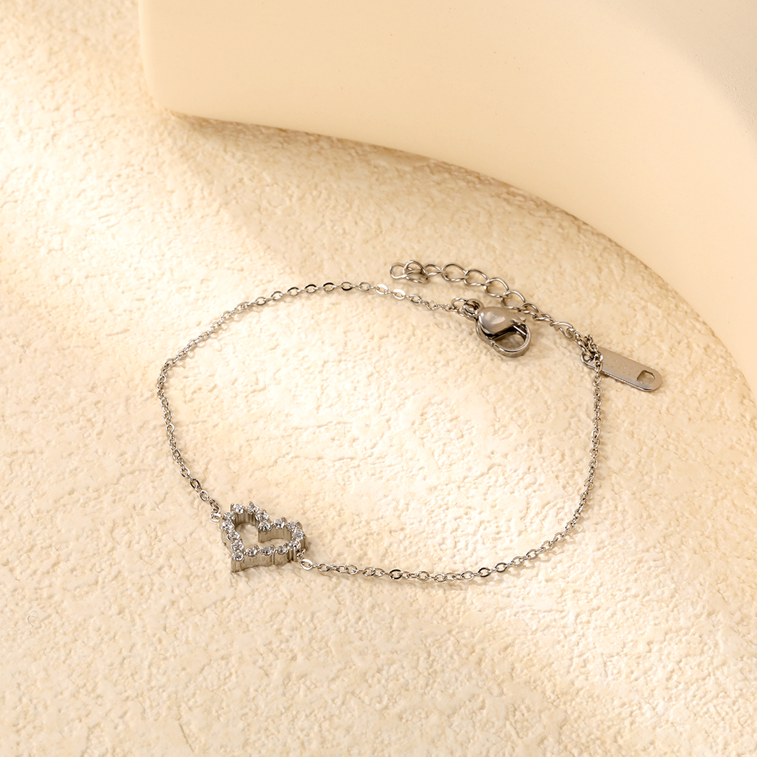 Waterproof Bejeweled Heart Gold Bracelet