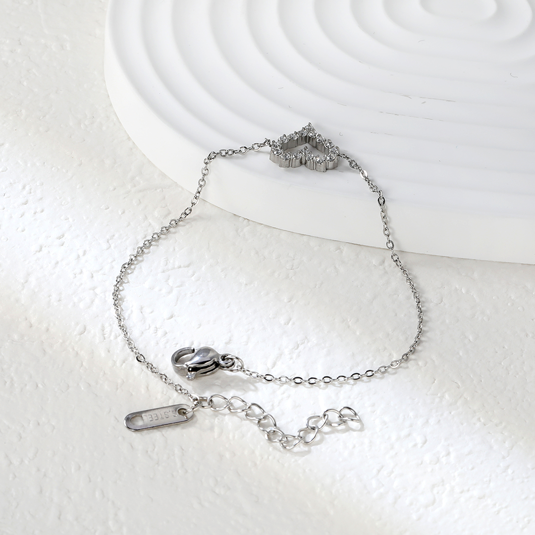Waterproof Bejeweled Heart Gold Bracelet