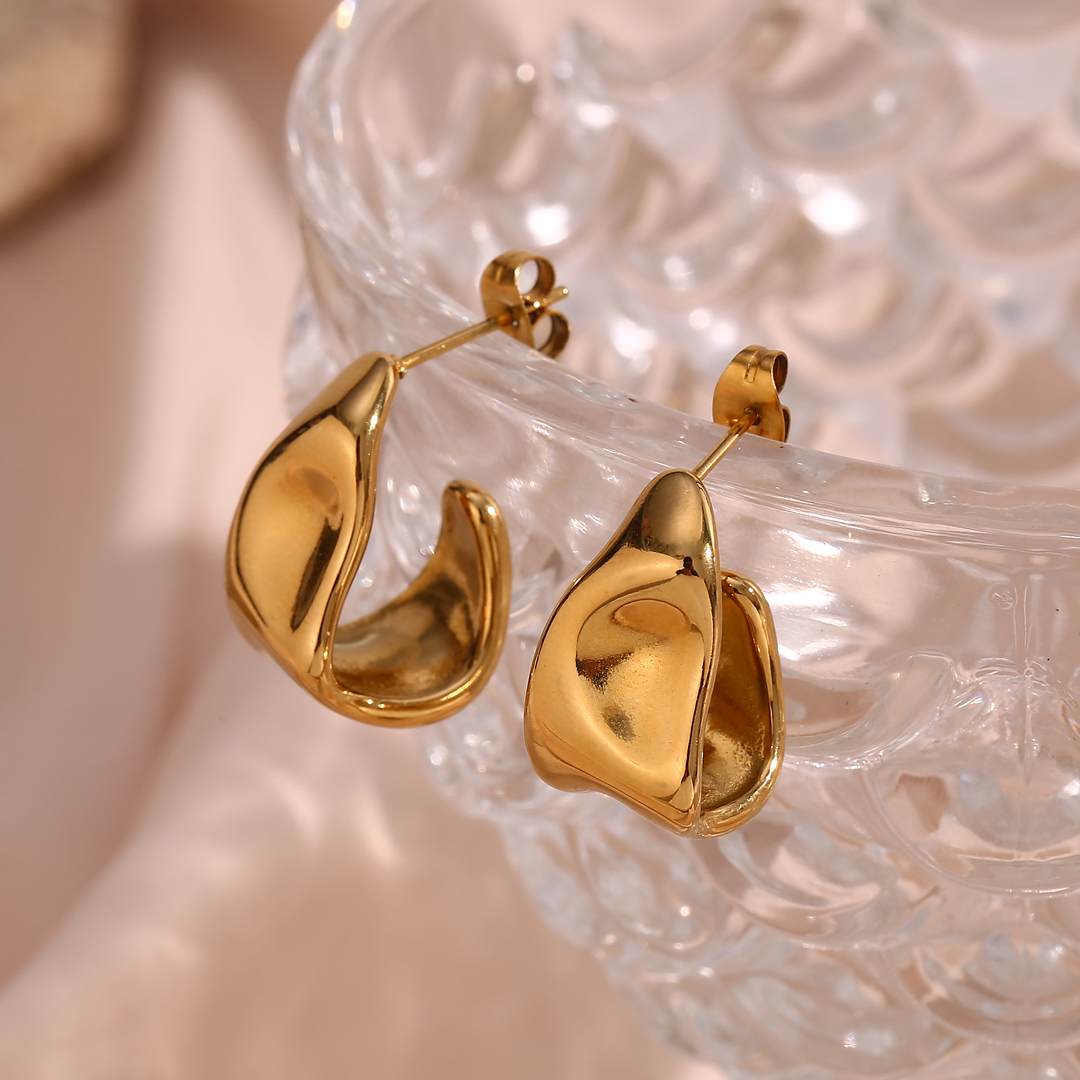 Waterproof Abstract Gold Plated Earrings