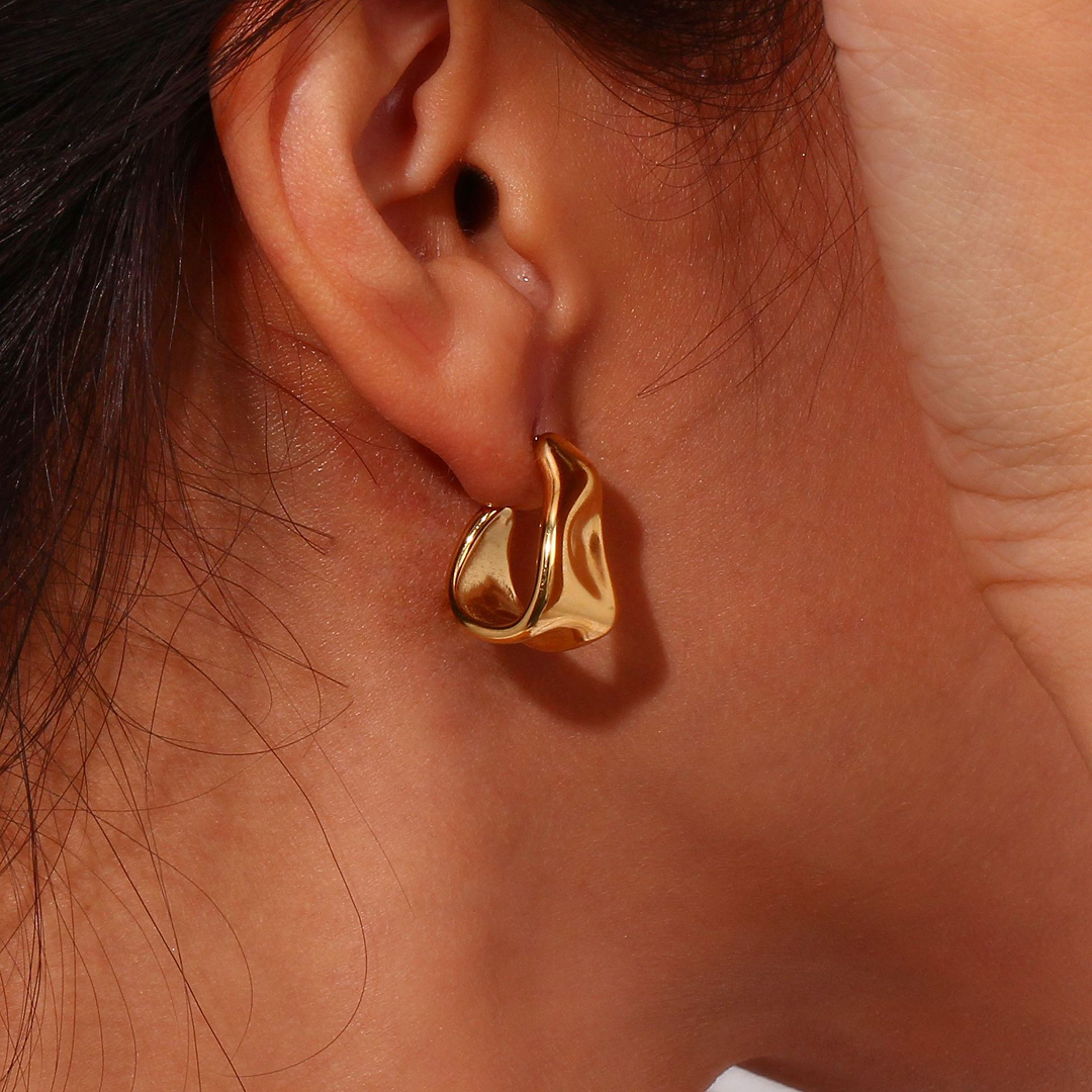 Waterproof Abstract Gold Plated Earrings