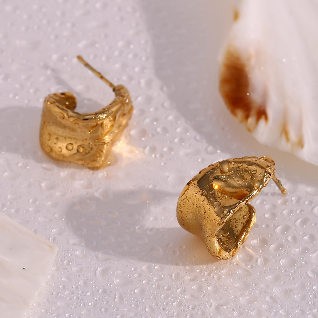 Waterproof Abstract Gold Plated Earrings