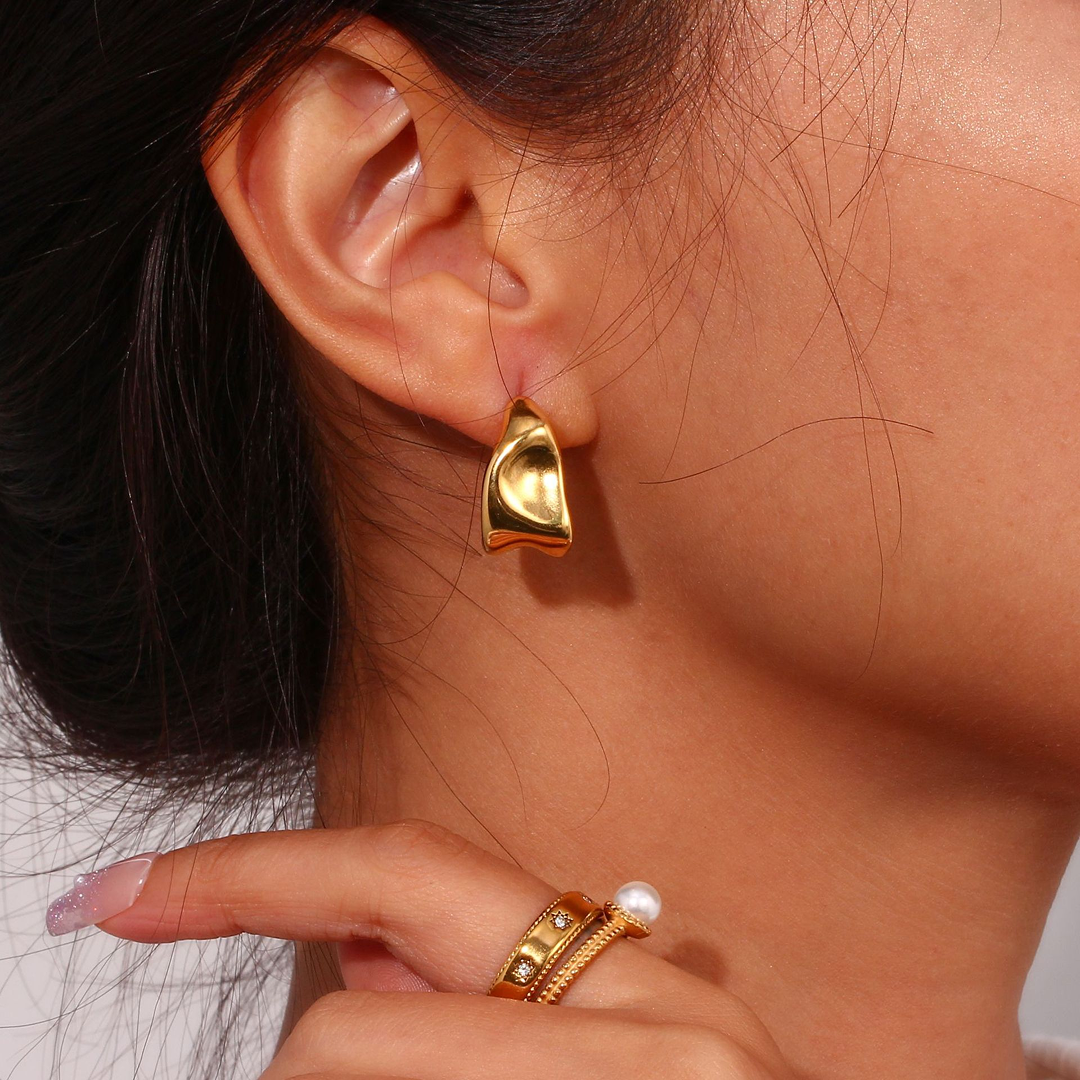 Waterproof Abstract Gold Plated Earrings