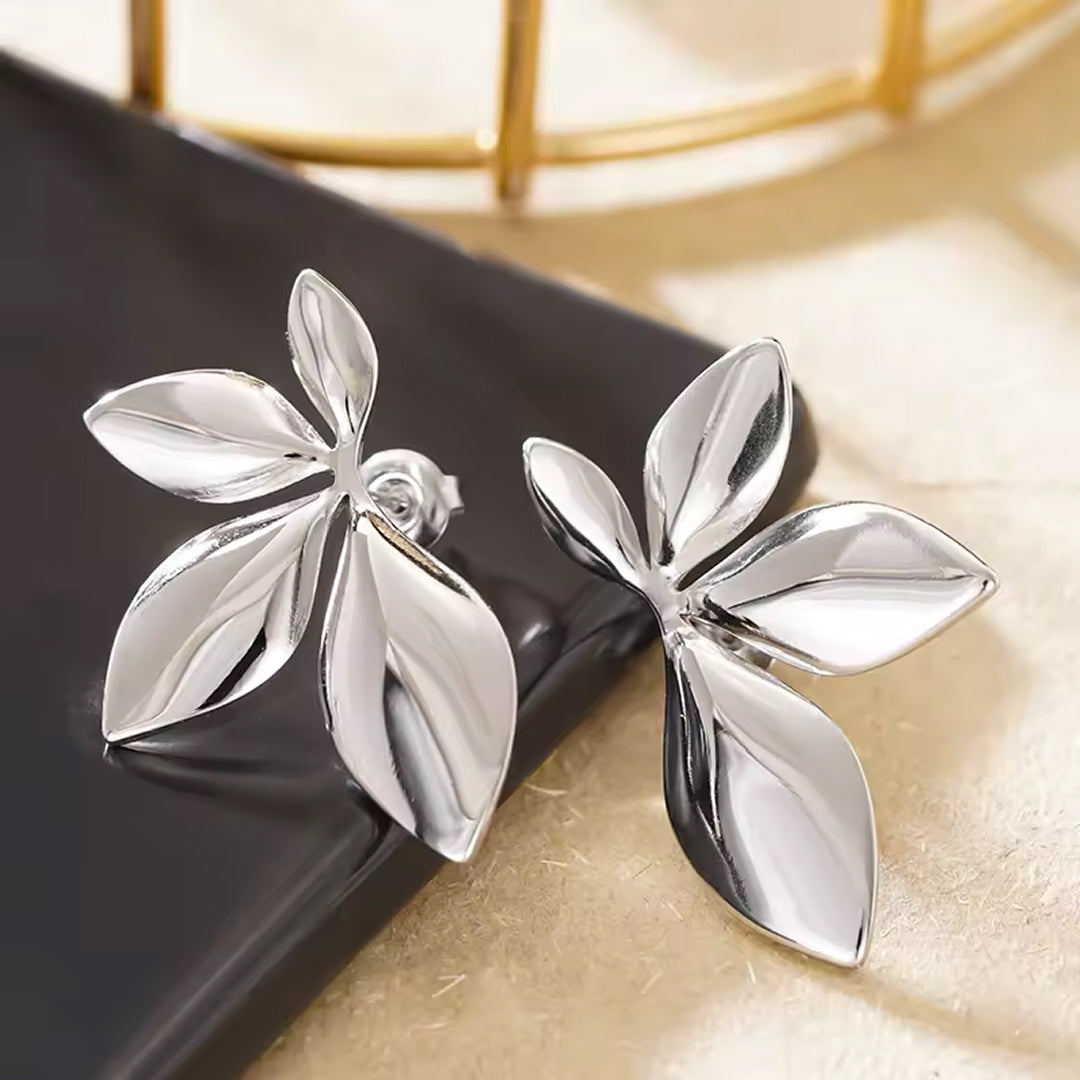 Waterproof Dainty Leaf Glow 18k Gold Plated Earrings