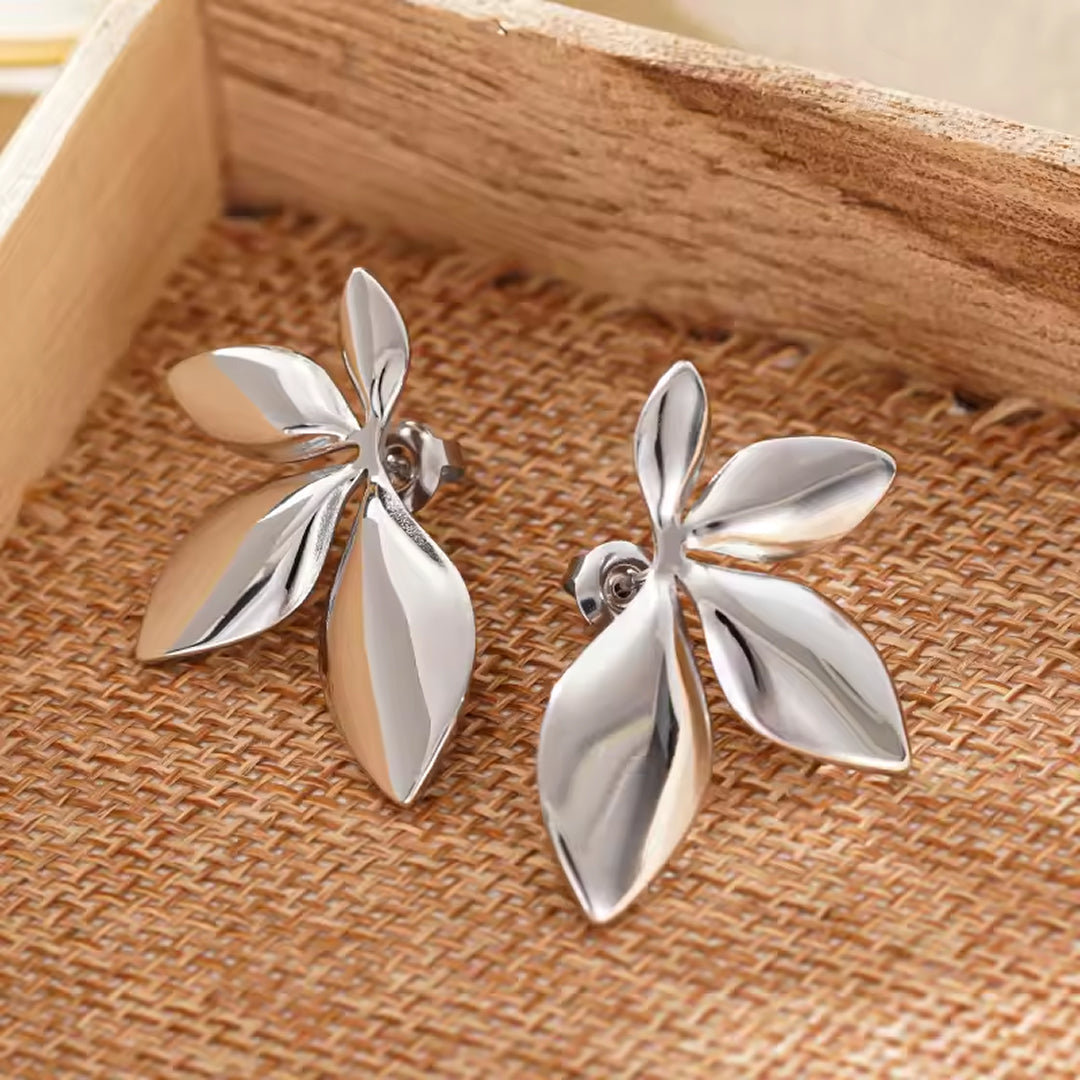 Waterproof Dainty Leaf Glow 18k Gold Plated Earrings