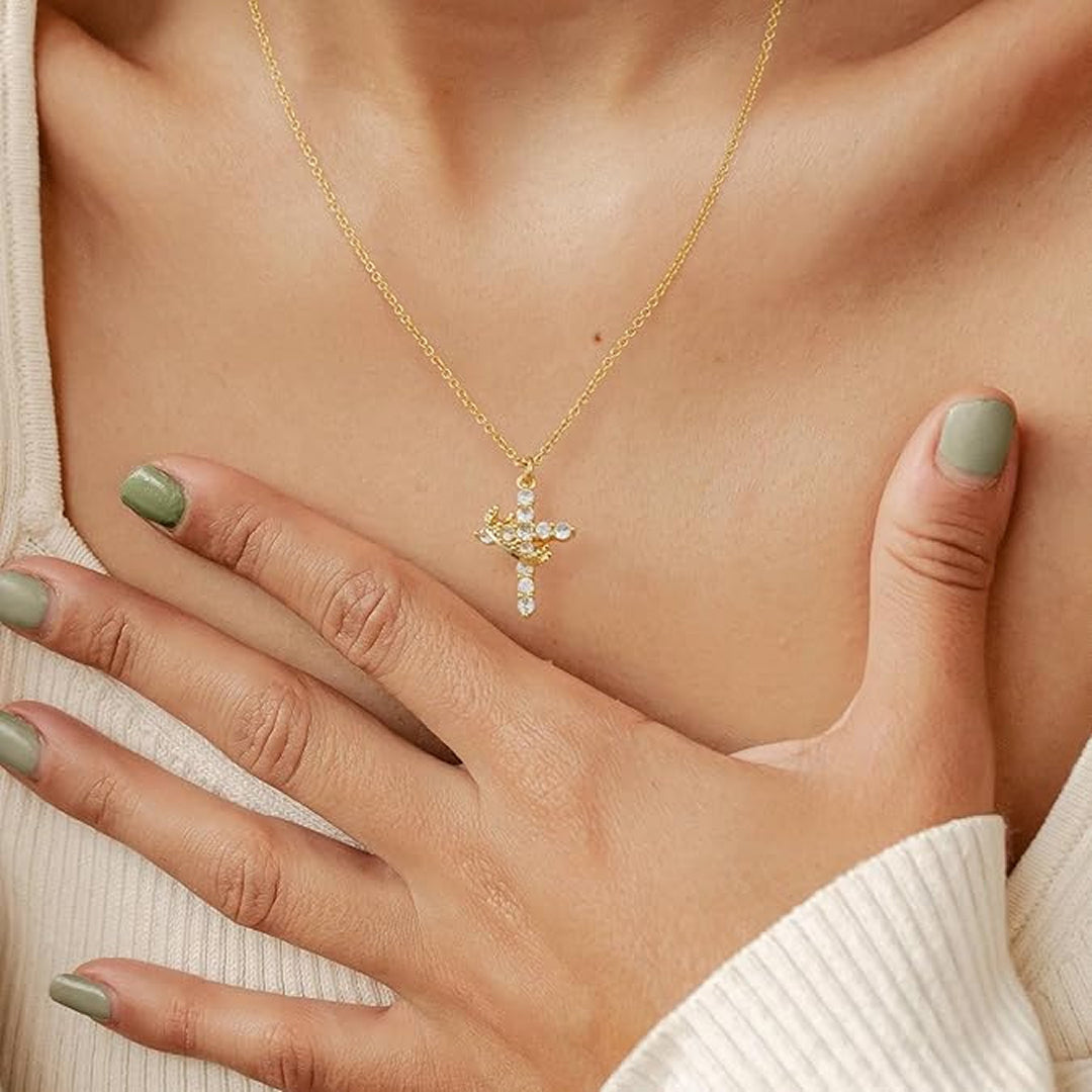 18k Gold Plated Crown Necklace for Women