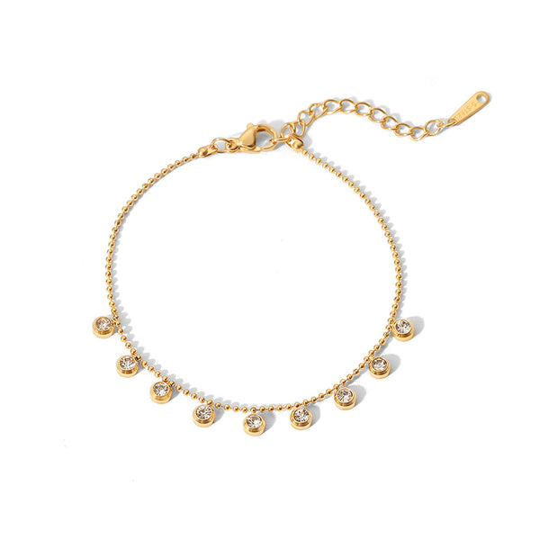 Anti-Tarnish Bezel Crystal Gold Bracelet