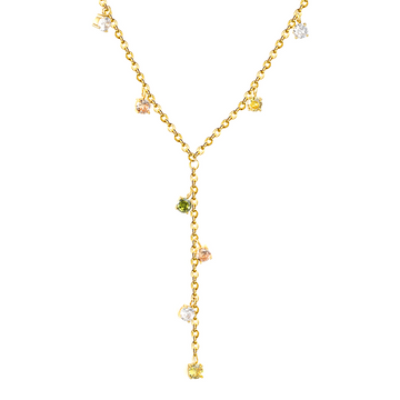 Vibrant Pop of Color Gold Plated Lariat Necklace