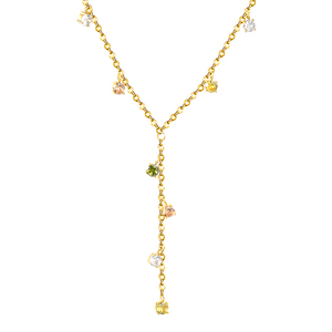 Vibrant Pop of Color Gold Plated Lariat Necklace