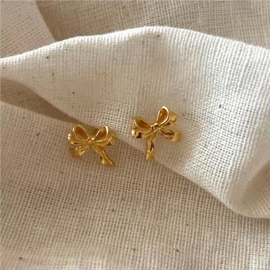 Dainty Bow Stud Gold Plated Earrings