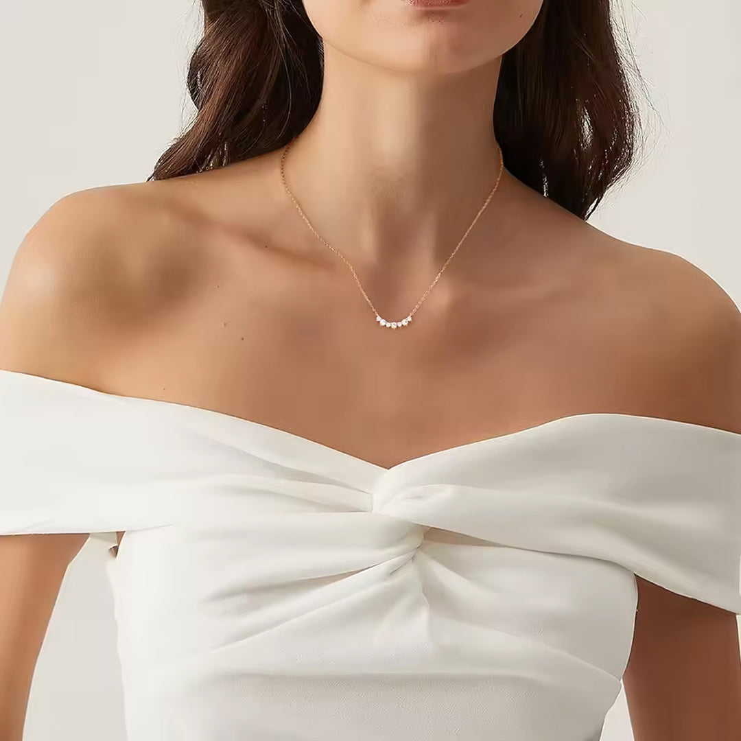 Dainty Waterproof Crystal Cluster 925 Silver Necklace