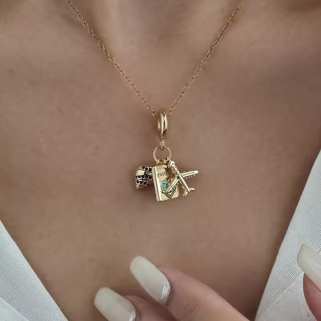 UAE Wanderlust Travel Charm Gold Plated Necklace