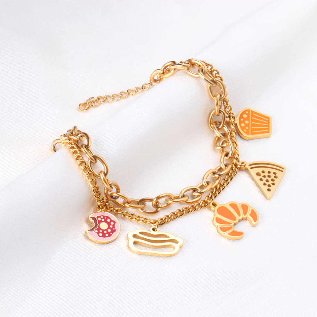 Gourmet Foodie Charm Bracelet - Anti-Tarnish