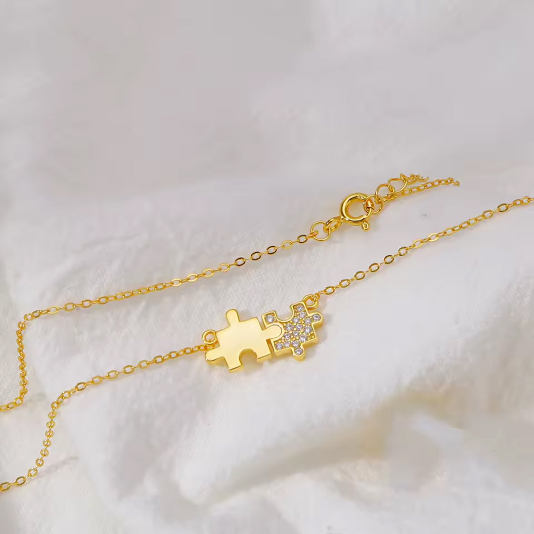 Sentiment Puzzle Piece Gold Plated Necklace
