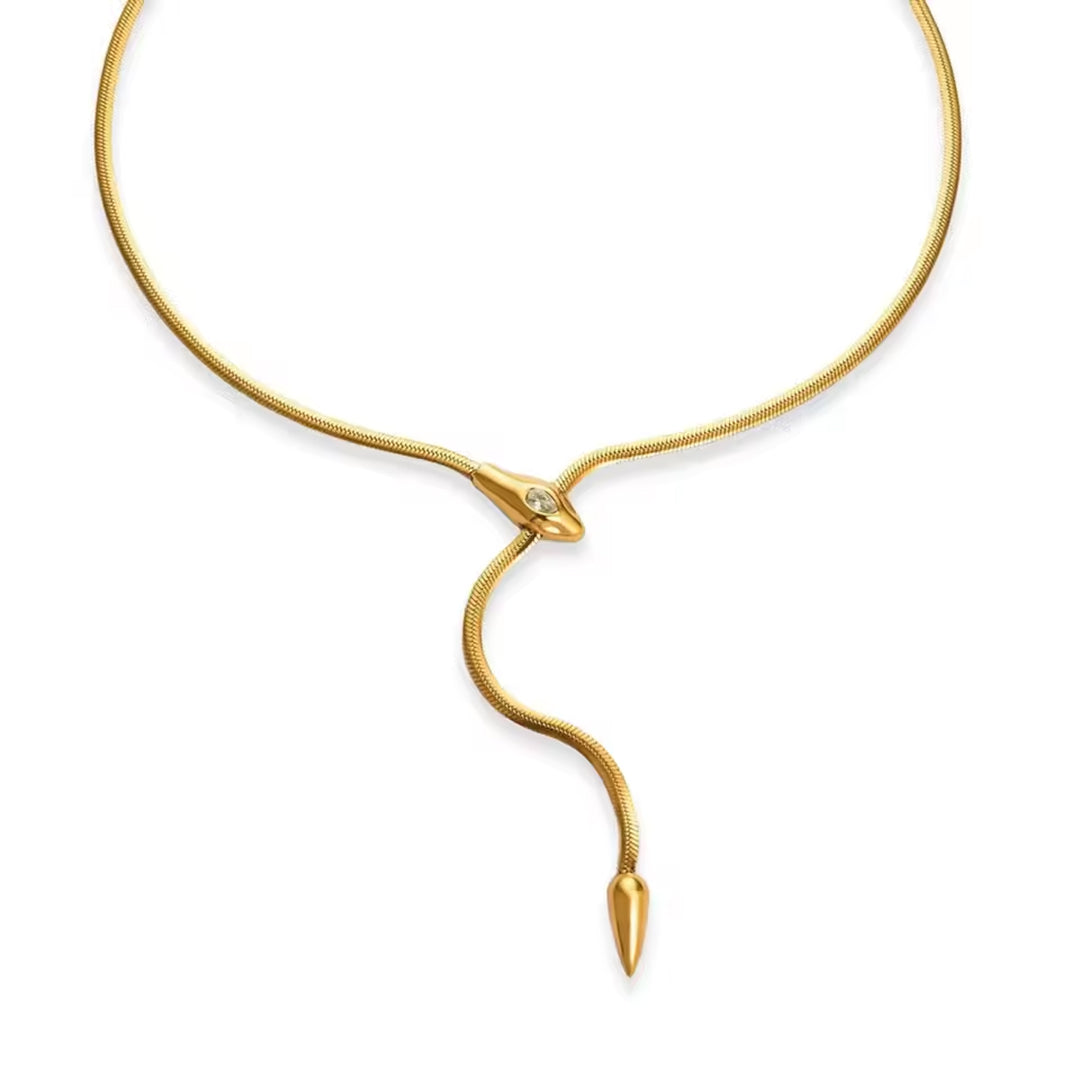 Elegant Snake Style Gold Plated Lariat Necklace