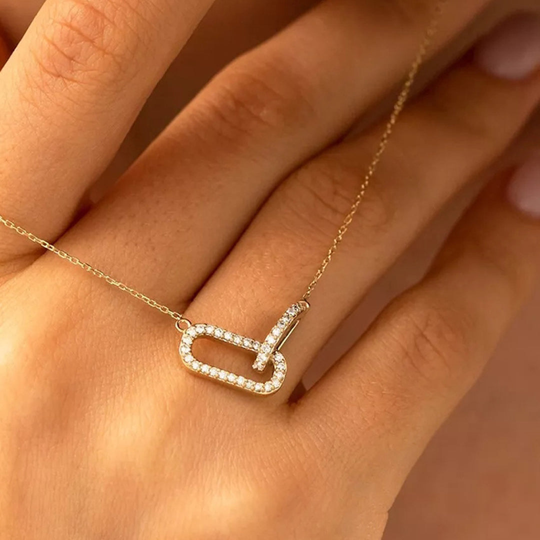 Oval Link Crystal Necklace