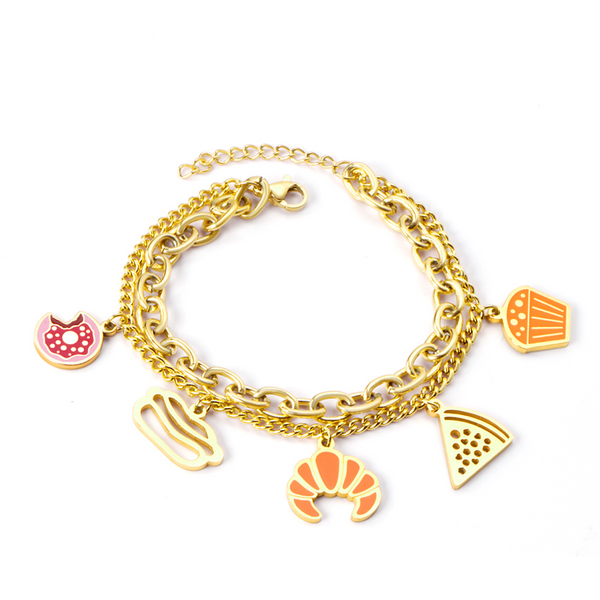 Gourmet Foodie Charm Bracelet - Anti-Tarnish