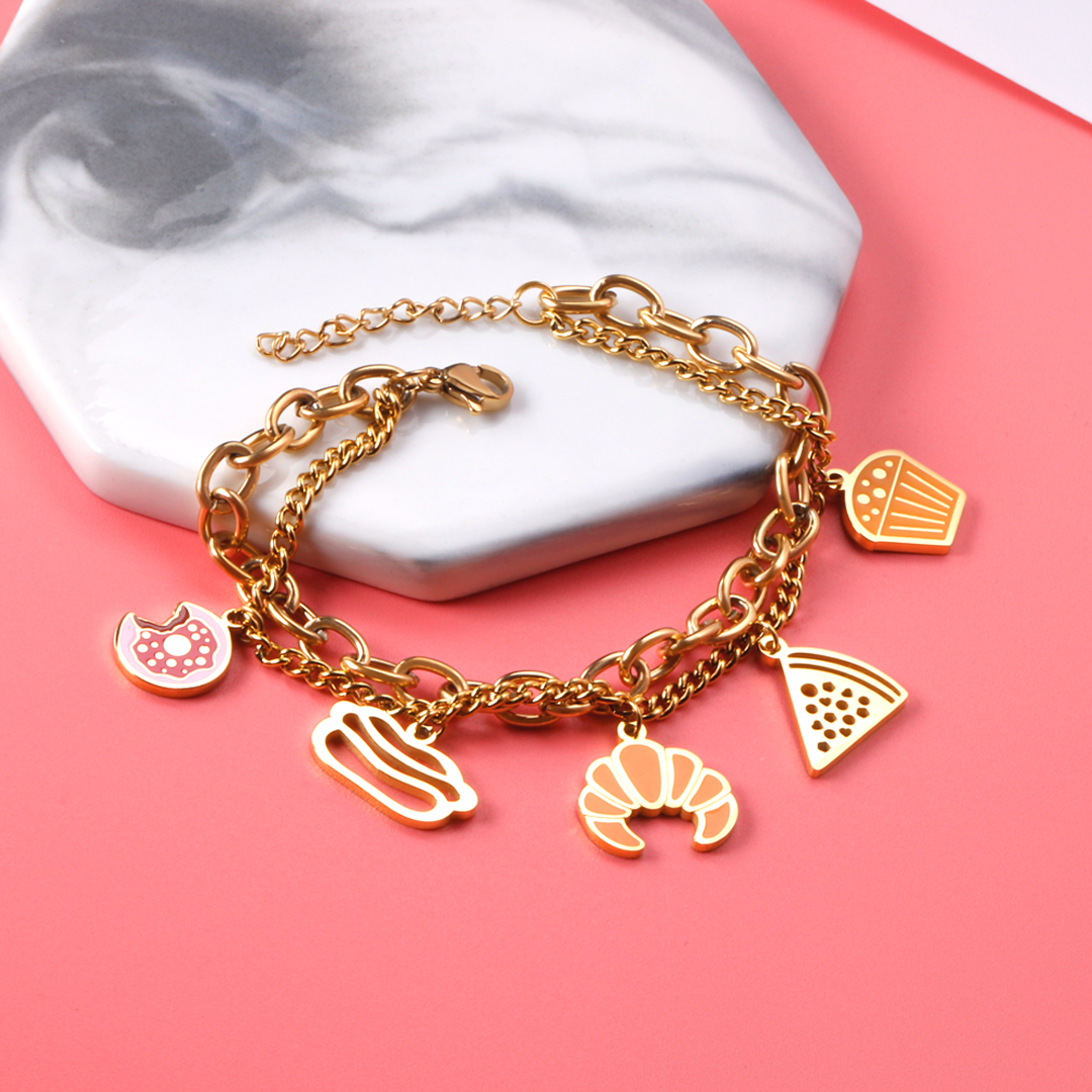 Gourmet Foodie Charm Bracelet - Anti-Tarnish