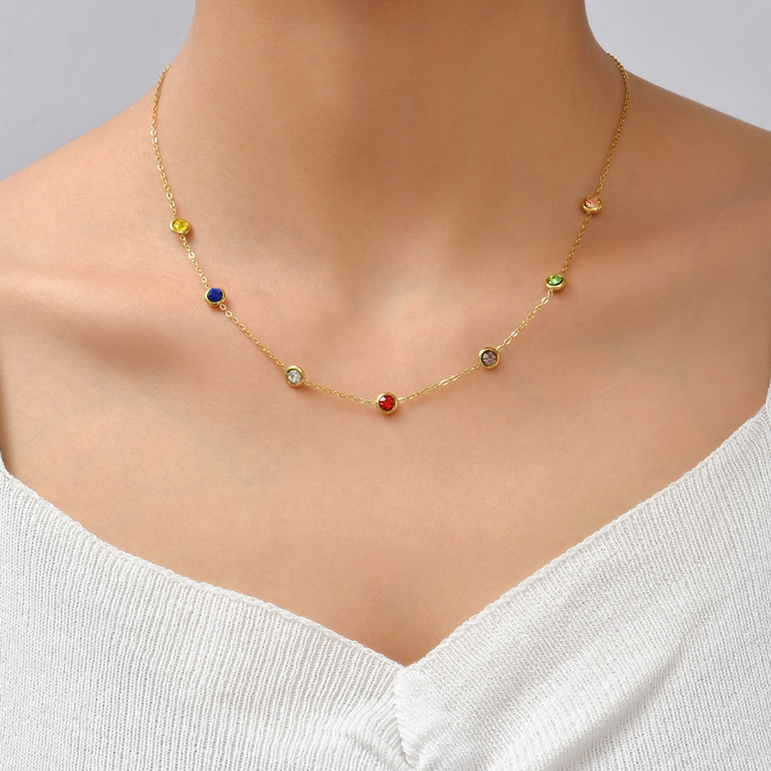 Vibrant Multi-Stone Gold Plated Necklace
