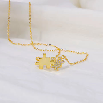 Sentiment Puzzle Piece Gold Plated Necklace