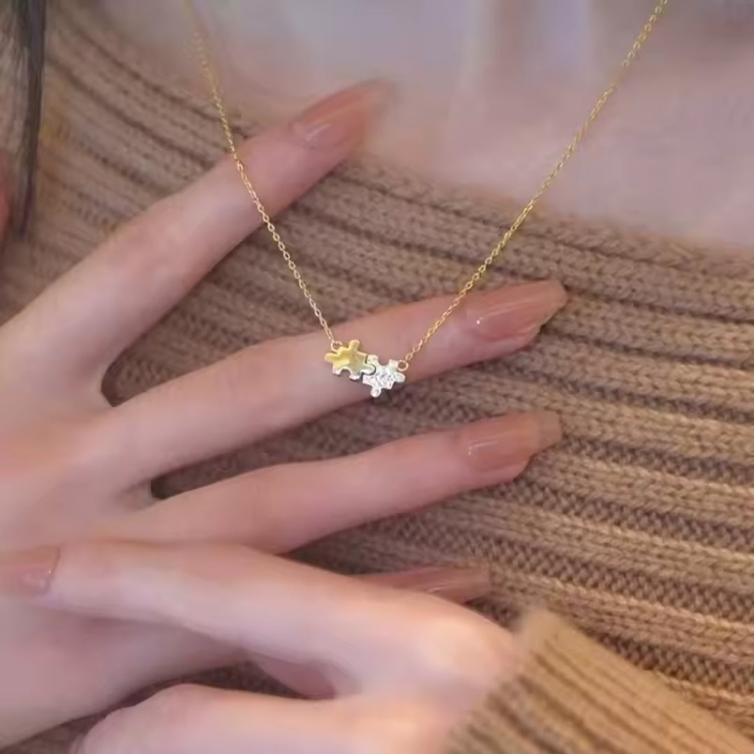 Sentiment Puzzle Piece Gold Plated Necklace