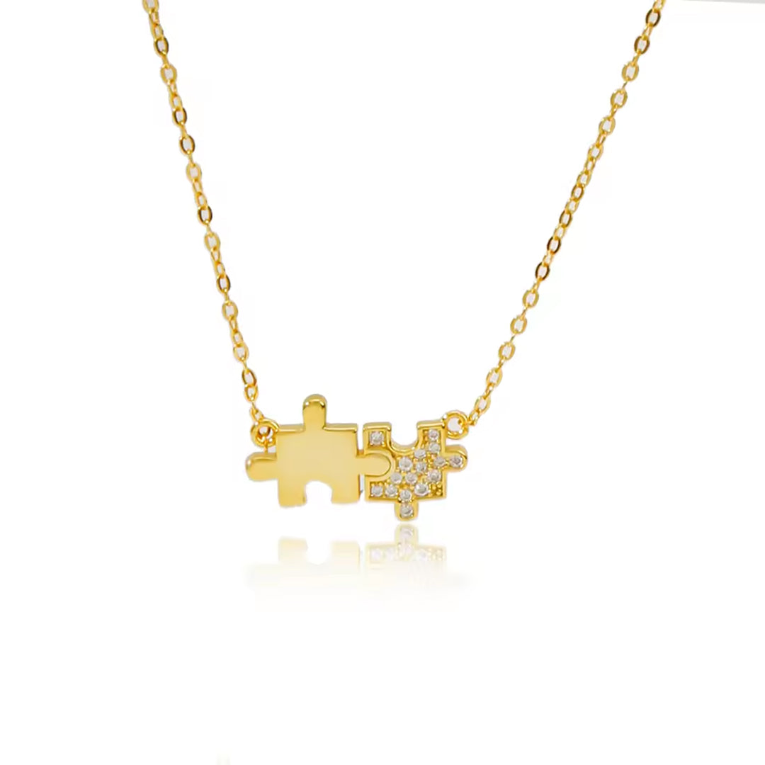 Sentiment Puzzle Piece Gold Plated Necklace