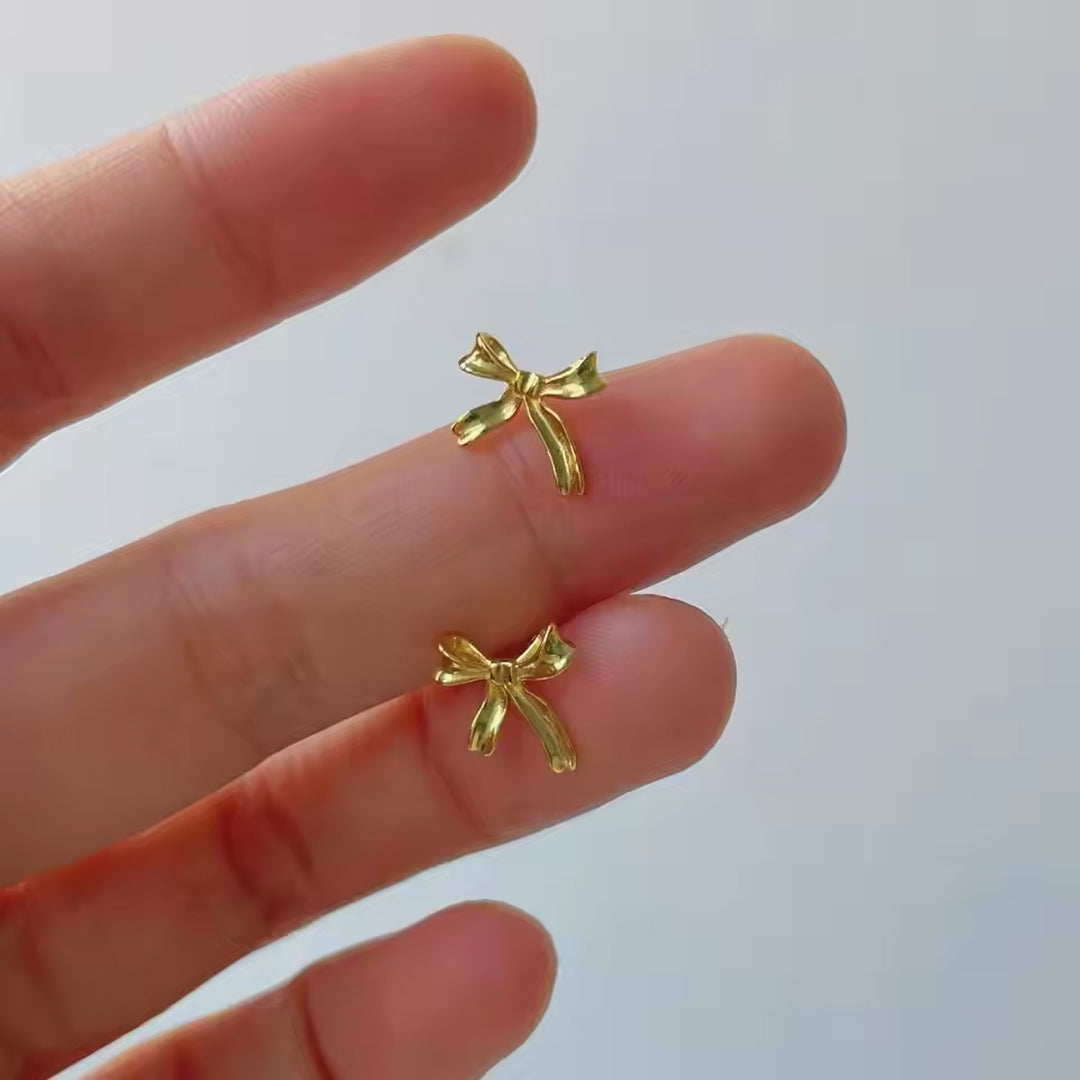 Dainty Bow Stud Gold Plated Earrings