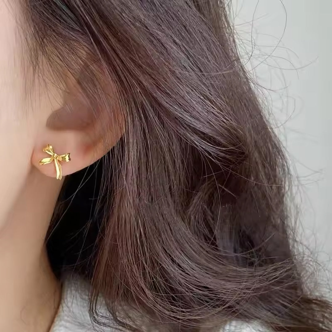 Dainty Bow Stud Gold Plated Earrings