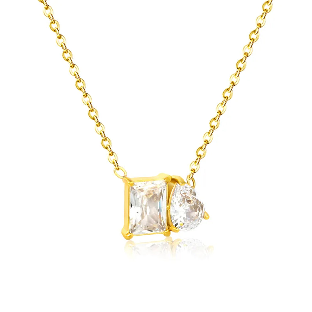 Waterproof Twin Crystal 18k Gold Plated Necklace