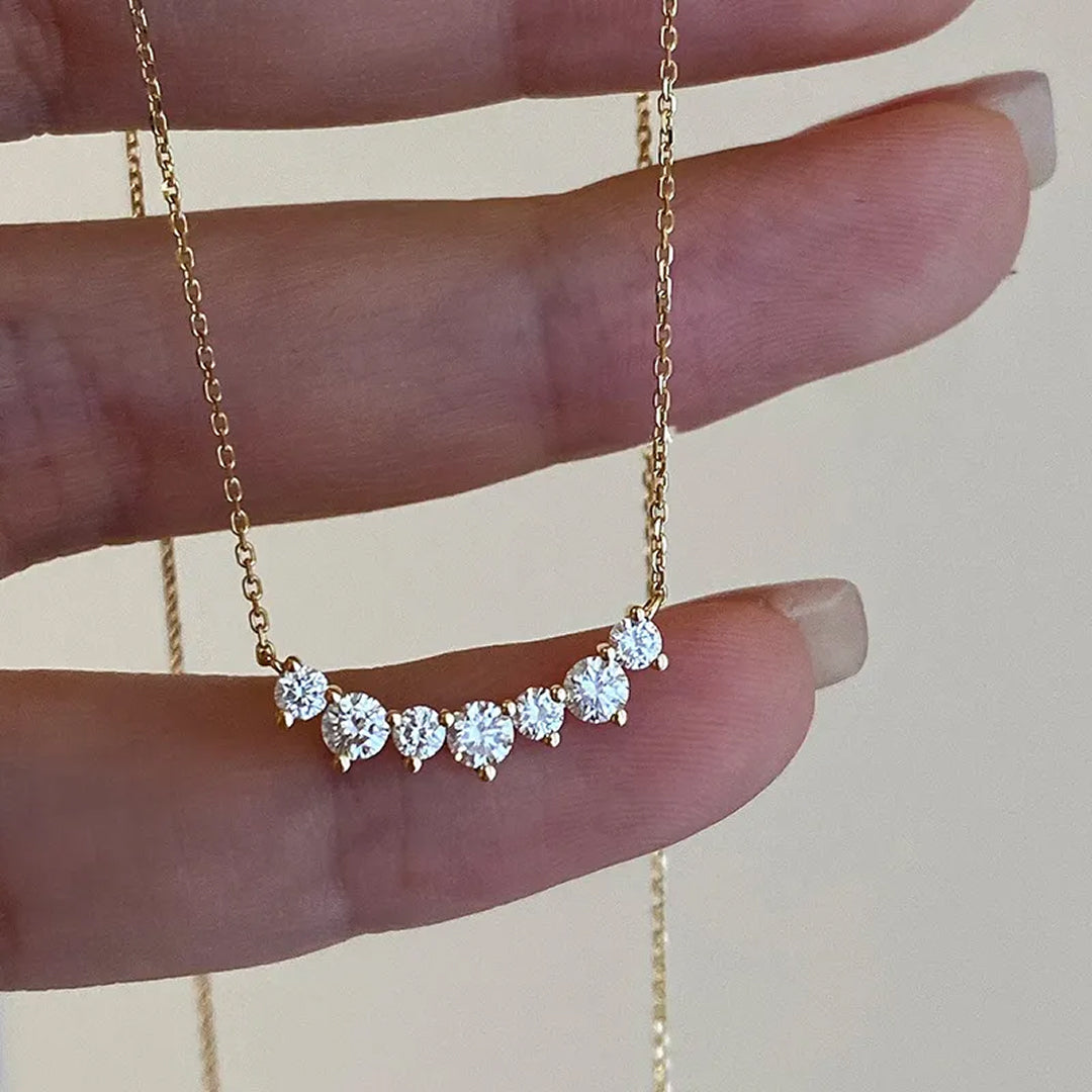 Dainty Waterproof Crystal Cluster 925 Silver Necklace