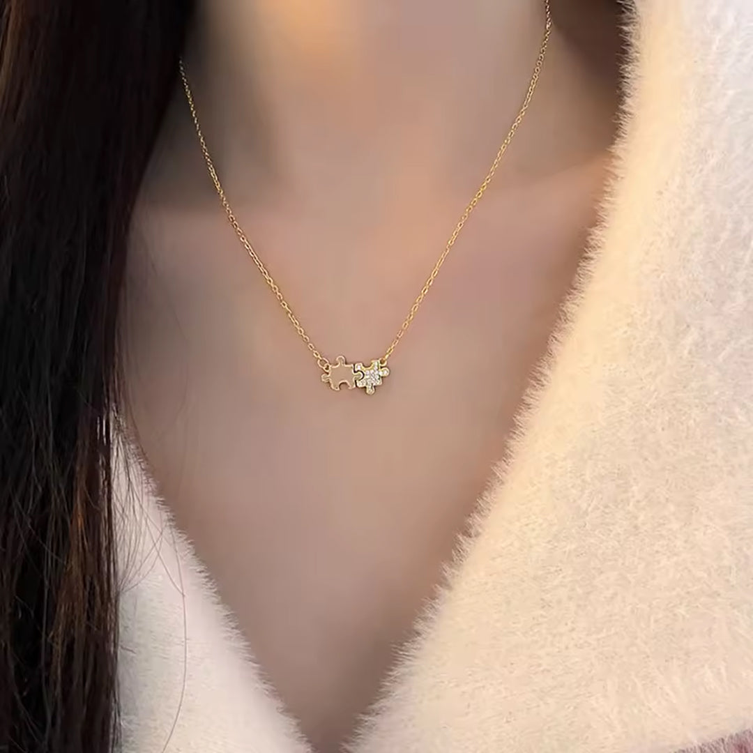 Sentiment Puzzle Piece Gold Plated Necklace