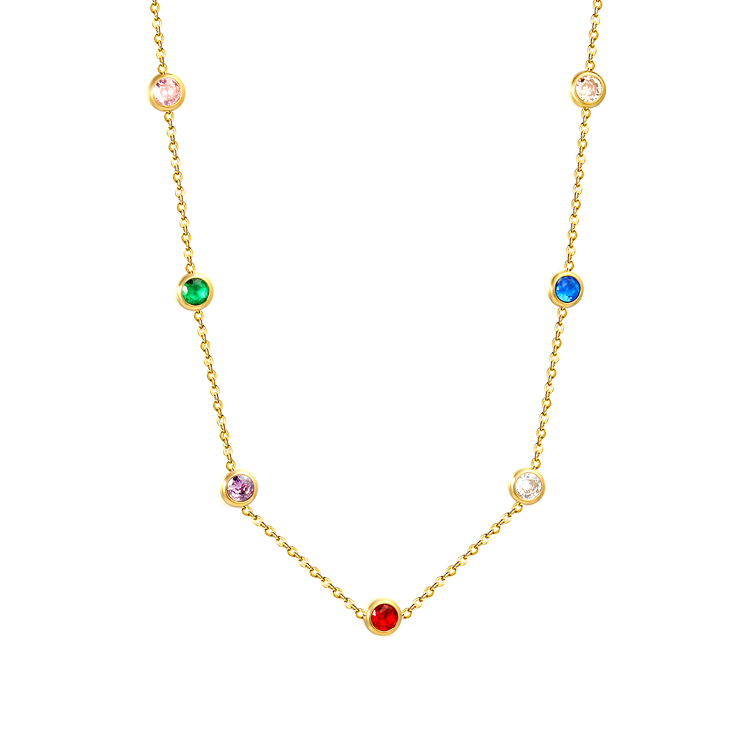 Vibrant Multi-Stone Gold Plated Necklace